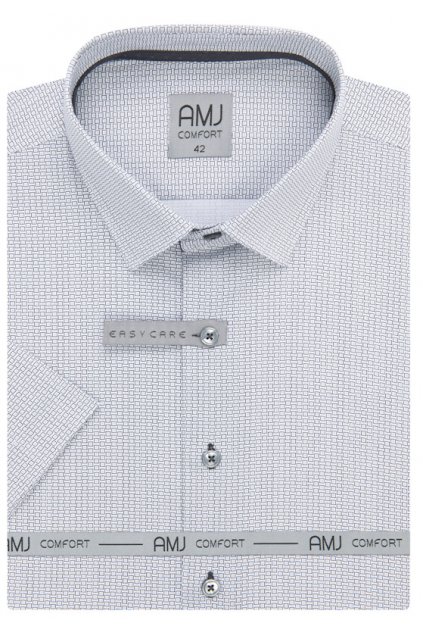 Košile AMJ Comfort fit s krátkým rukávem - s drobným šedým vzorem