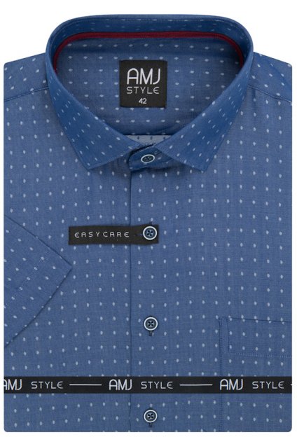 Košile AMJ Comfort fit s krátkým rukávem - modrá se vzorem