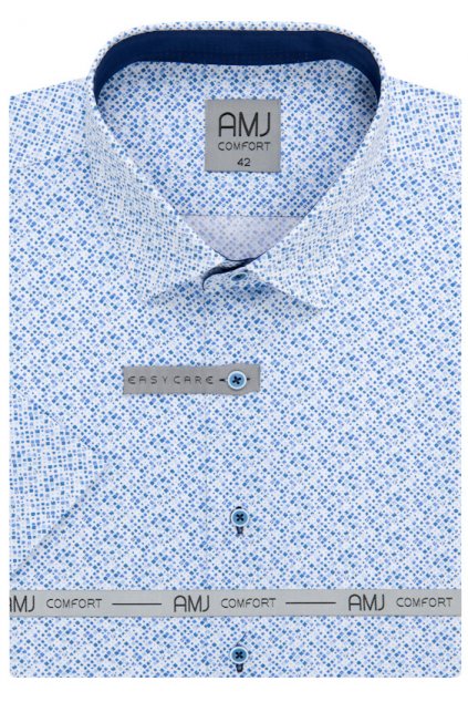 Košile AMJ Slim fit s krátkým rukávem - s modrým vzorem
