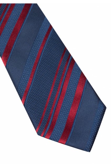 Hedvábná kravata Eterna - modrá s červenými pruhy
