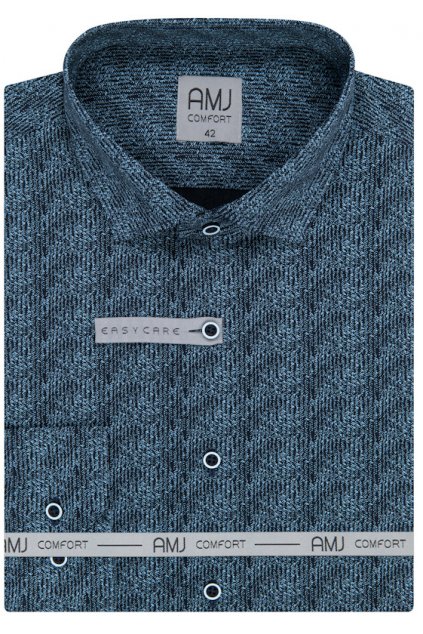 Pánská košile AMJ Comfort fit modro-šedá tištěným vzorem