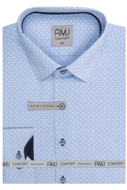 Pánská košile AMJ Comfort fit modrá s drobným vzorem