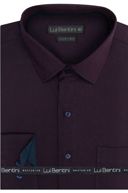 Košile AMJ - kolekce Lui Bentini - Comfort fit - vínová s drobným vzorem