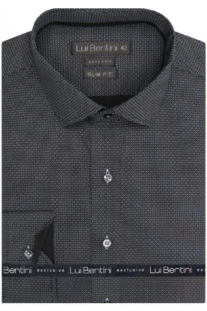 Košile AMJ - kolekce Lui Bentini - Slim fit - šedá s drobným vzorem