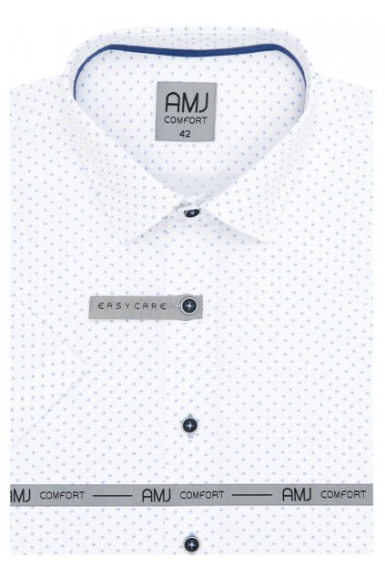 Košile AMJ Comfort fit s krátkým rukávem - bílá s jemným vzorem