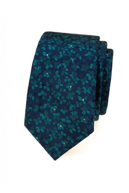 Úzká bavlněná kravata Avantgard - modro-zelená