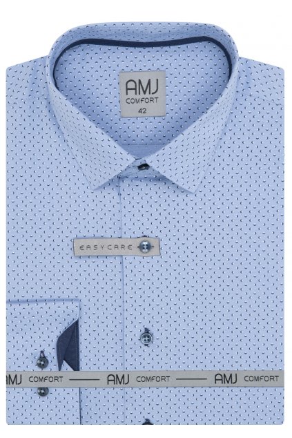 Pánská košile AMJ Comfort - modrá se vzorem