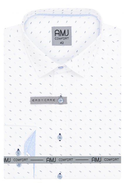 Pánská košile AMJ Comfort - bílá s jemným tištěným vzorem