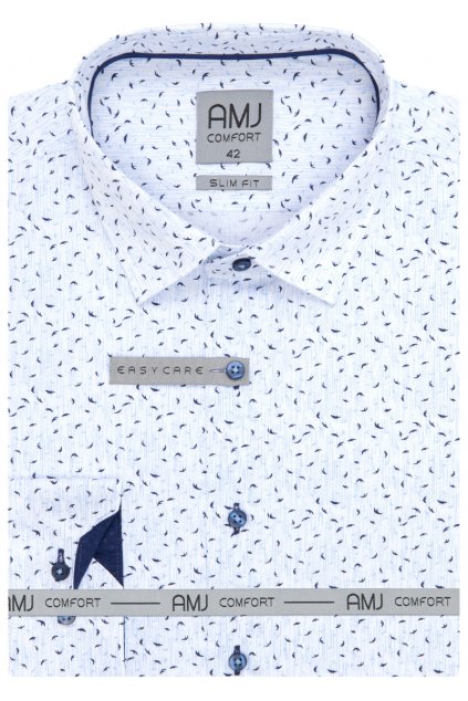 Pánská košile AMJ Comfort - modrá se vzorem
