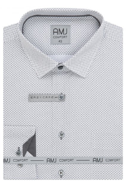 Pánská košile AMJ Comfort fit s jemným vzorem - šedá