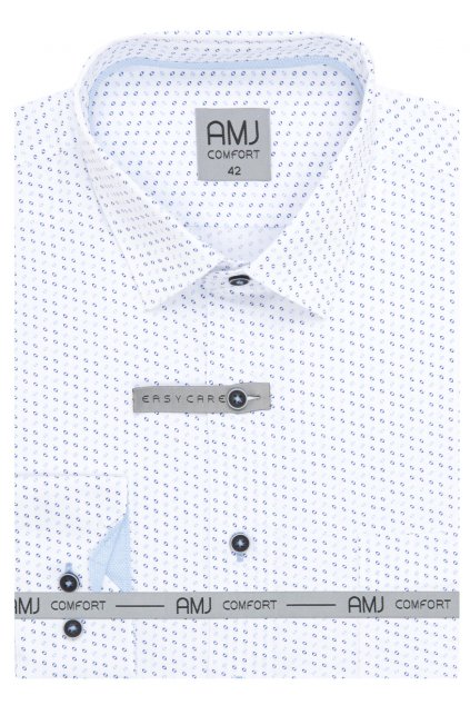Pánská košile AMJ Comfort fit bílá s modrým vzorem