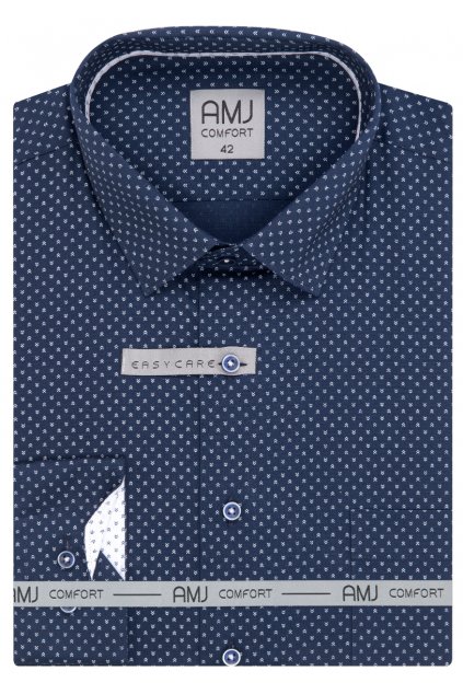 Pánská košile AMJ Comfort fit navy se světlým vzorem