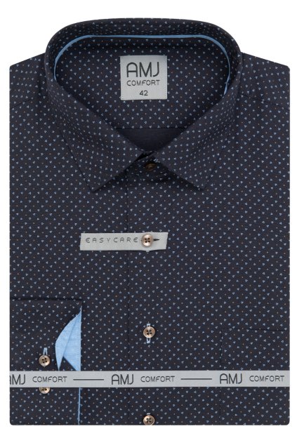 Pánská košile AMJ Comfort - navy se vzorem