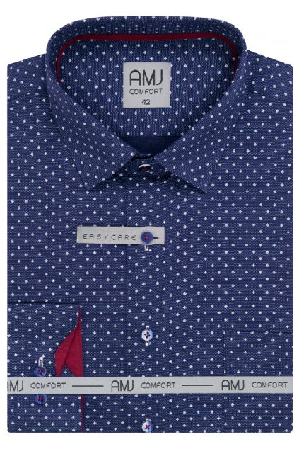 Pánská košile AMJ Comfort - modrá s červenými detaily