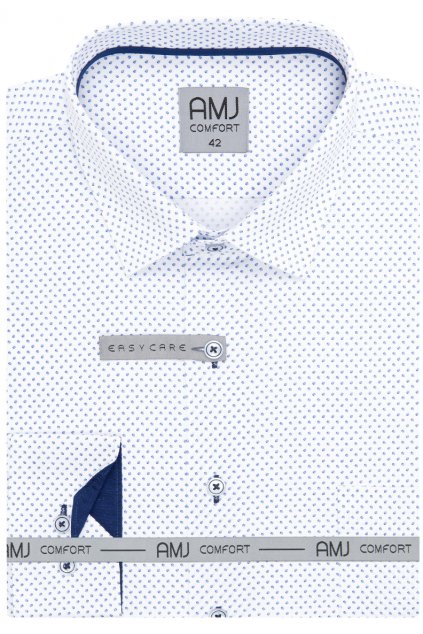 Pánská košile AMJ Comfort fit bílá s modrým vzorem