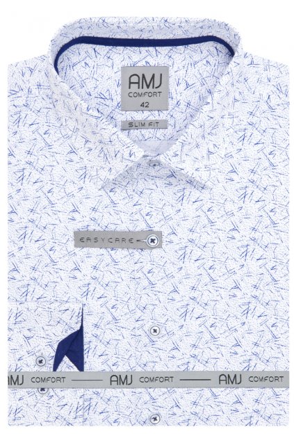 Pánská košile AMJ Slim fit světlá s modrým vzorem