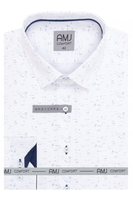 Pánská košile AMJ Slim fit bílá se vzorem