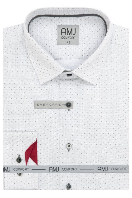 Pánská košile AMJ Slim fit světle šedá s červenými detaily
