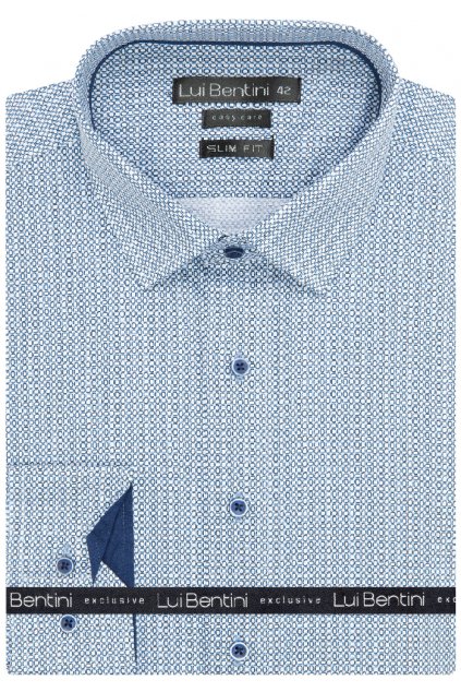 Košile AMJ kolekce Lui Bentini Slim fit modrá s drobným vzorem