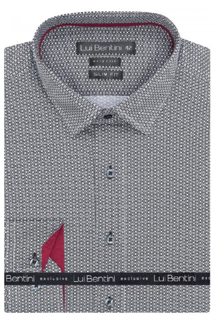 Košile AMJ kolekce Lui Bentini Slim fit černo-bílý vzor s červenými detaily