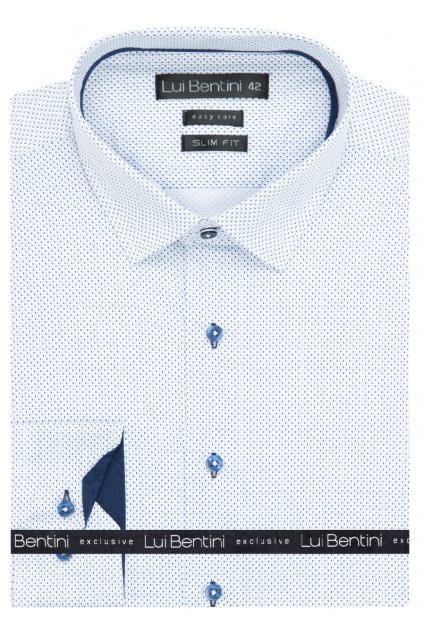Košile AMJ kolekce Lui Bentini Slim fit bílá s modrým vzorem
