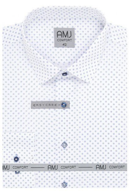 Pánská funkční košile AMJ Slim fit bílá se světlým vzorem