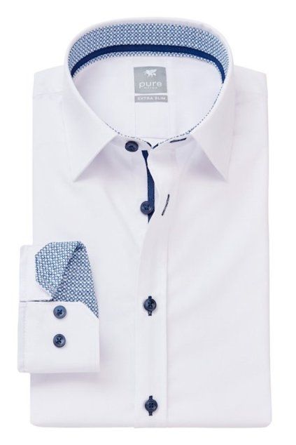 Košile Pure Extra Slim Bílá s modrou