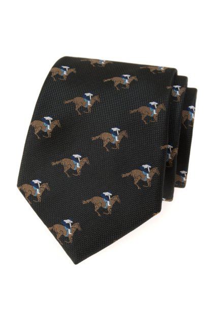 Kravata Avantgard - hnědá / koně