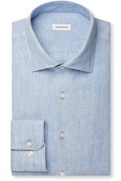 Lněná Košile Seidensticker Slim Fit světle modrá