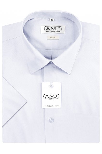 Pánská košile AMJ Slim fit s krátkým rukávem - bílá