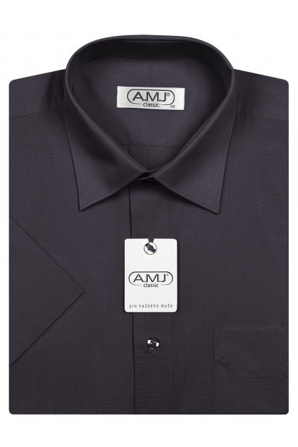 Pánská košile AMJ Comfort fit s krátkým rukávem - tmavě šedá