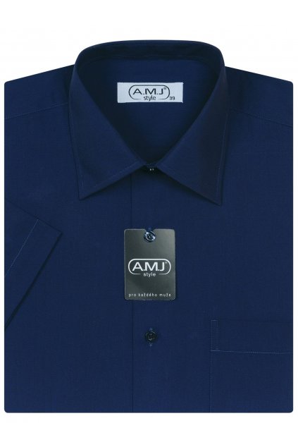 Pánská košile AMJ Comfort fit s krátkým rukávem - tmavě modrá