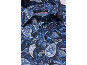 Košile Eterna Modern Fit "Print" s extra prodlouženým rukávem Modrá