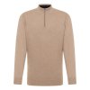 Pánský luxusní svetr z bavlny a kašmíru s krátkým zipem - béžový