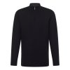 Pánský luxusní svetr z bavlny a kašmíru s krátkým zipem - černý