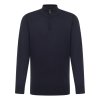 Pánský luxusní svetr z bavlny a kašmíru s krátkým zipem - navy