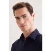 Lněná Košile Seidensticker Slim Fit navy