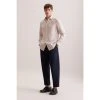 Lněná Košile Seidensticker Slim Fit béžová