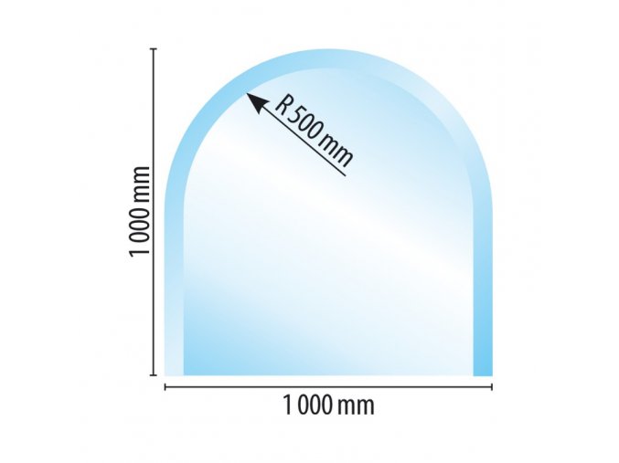 sklo pod kamna typ a3 8 mm fazeta 100x100 R50