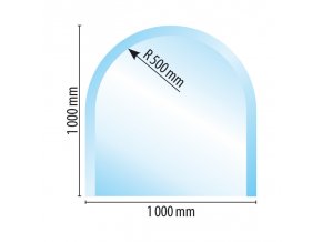 sklo pod kamna typ a3 8 mm fazeta 100x100 R50