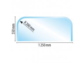 sklo pod kamna typ z i b em 1250 x 550, R 200