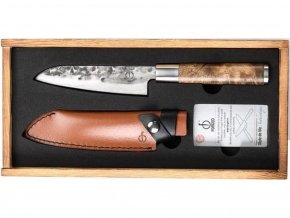 Nůž Santoku 14 cm s koženým pouzdrem VG10