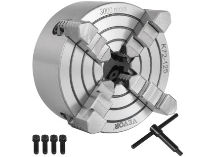 Univerzální čtyřčelisťové sklíčidlo pro soustruhy  K72-125, 125 mm, montážní rozteč 95 mm