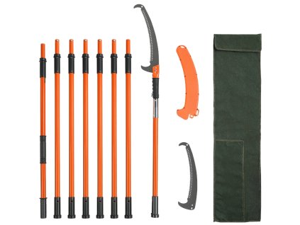 Prořezávač větví teleskopický, karbonová ocel, 2,24–8,24 m, 8 sklolaminátových rukojetí