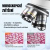 Binokulární laboratorní mikroskop se zvětšením 40x-2500x, objektivy 4X, 10X, 40X, 100X, a napájením 100-240 V