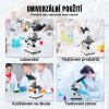 Binokulární laboratorní mikroskop se zvětšením 40x-2500x, objektivy 4X, 10X, 40X, 100X, a napájením 100-240 V