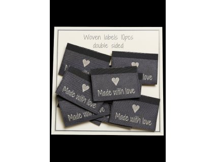 16173 Woven labels double sided 10pcs 35x19mm Grey Made w love