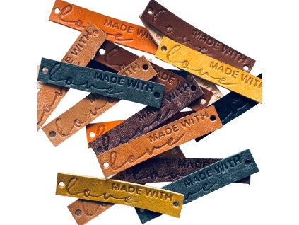 Cedulka kožená T/65x12mm MADE WITH LOVE