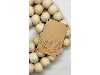 Cedulka kožená T/60x40mm KRASLICE s mašlí