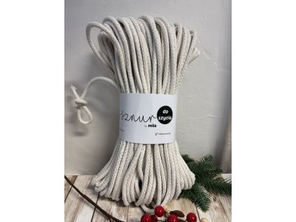 Bavlněná šňůra na šití 6mm/50m - ECRU STŘÍBRNÁ/PG119